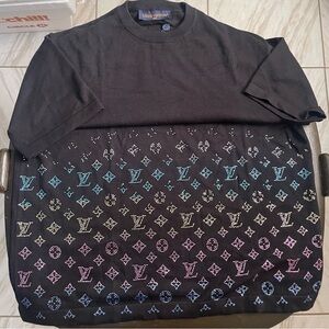 Louis Vuitton Black t shirt with Colorful Logo Pattern